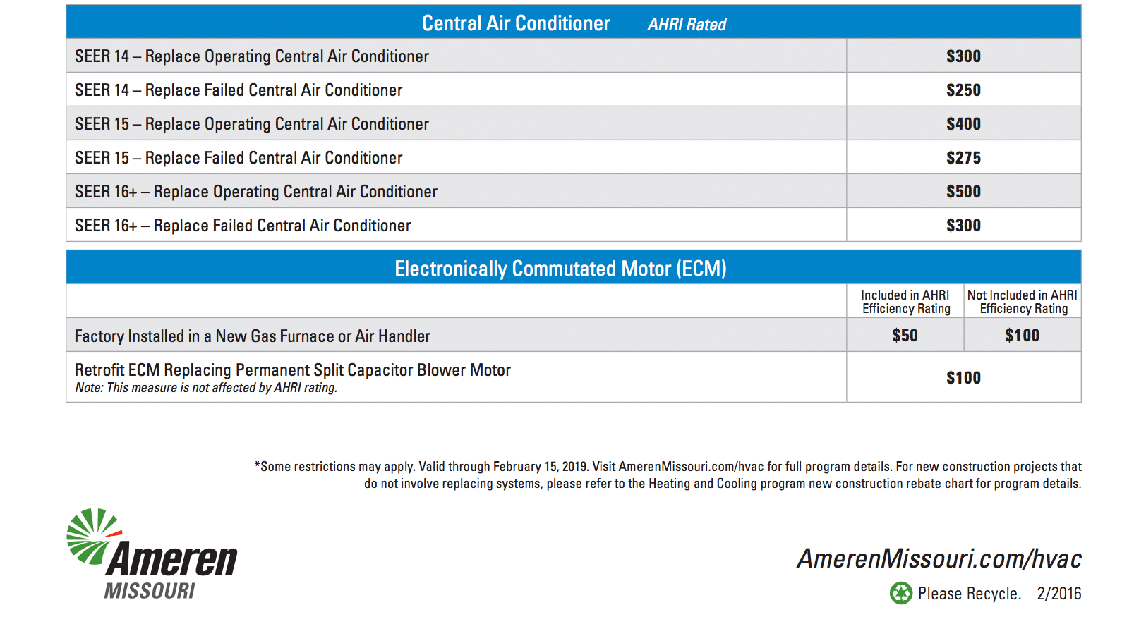 Ameren Rebate Chart Air Conditioners Awtrey Heating Air Conditioning