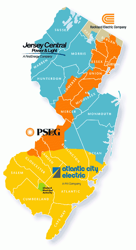 Electric Utilities Territory Map NJ OCE Web Site