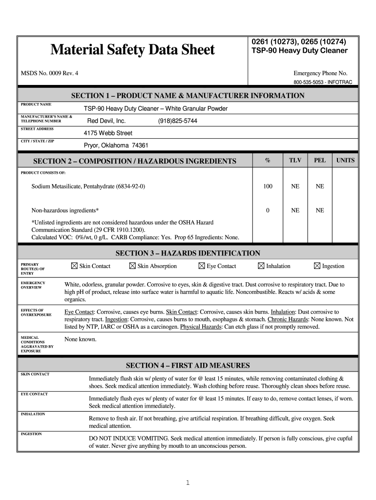 Examples Of Material Safety Data Sheet Fill Online Printable