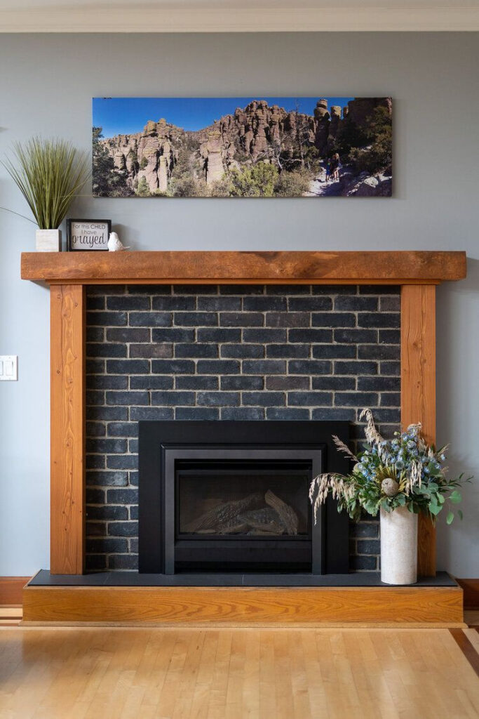 Interior designs by adrienne cranbrook bc gas fireplace brick veneer