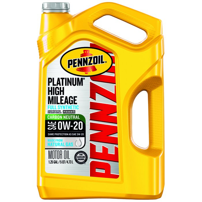 Pennzoil Platinum High Mileage Full Synthetic Motor Oil 0W 20 5 Qt 