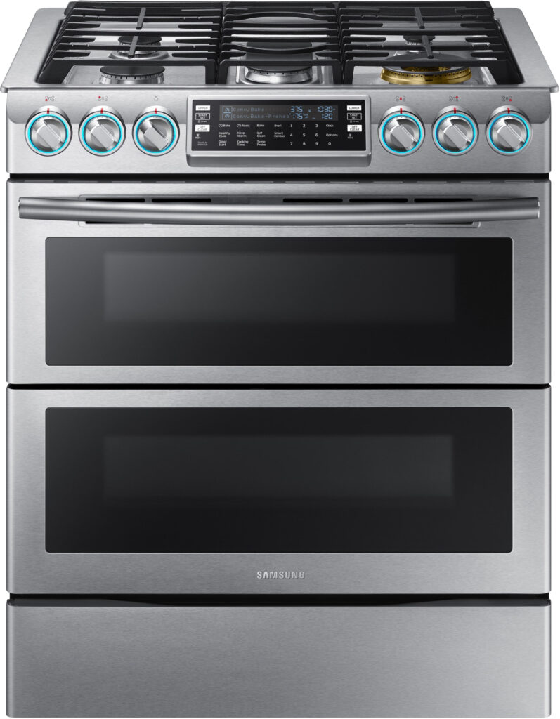 Samsung NX58K9850SS 30 Inch Flex Duo Slide In Gas Range With Dual