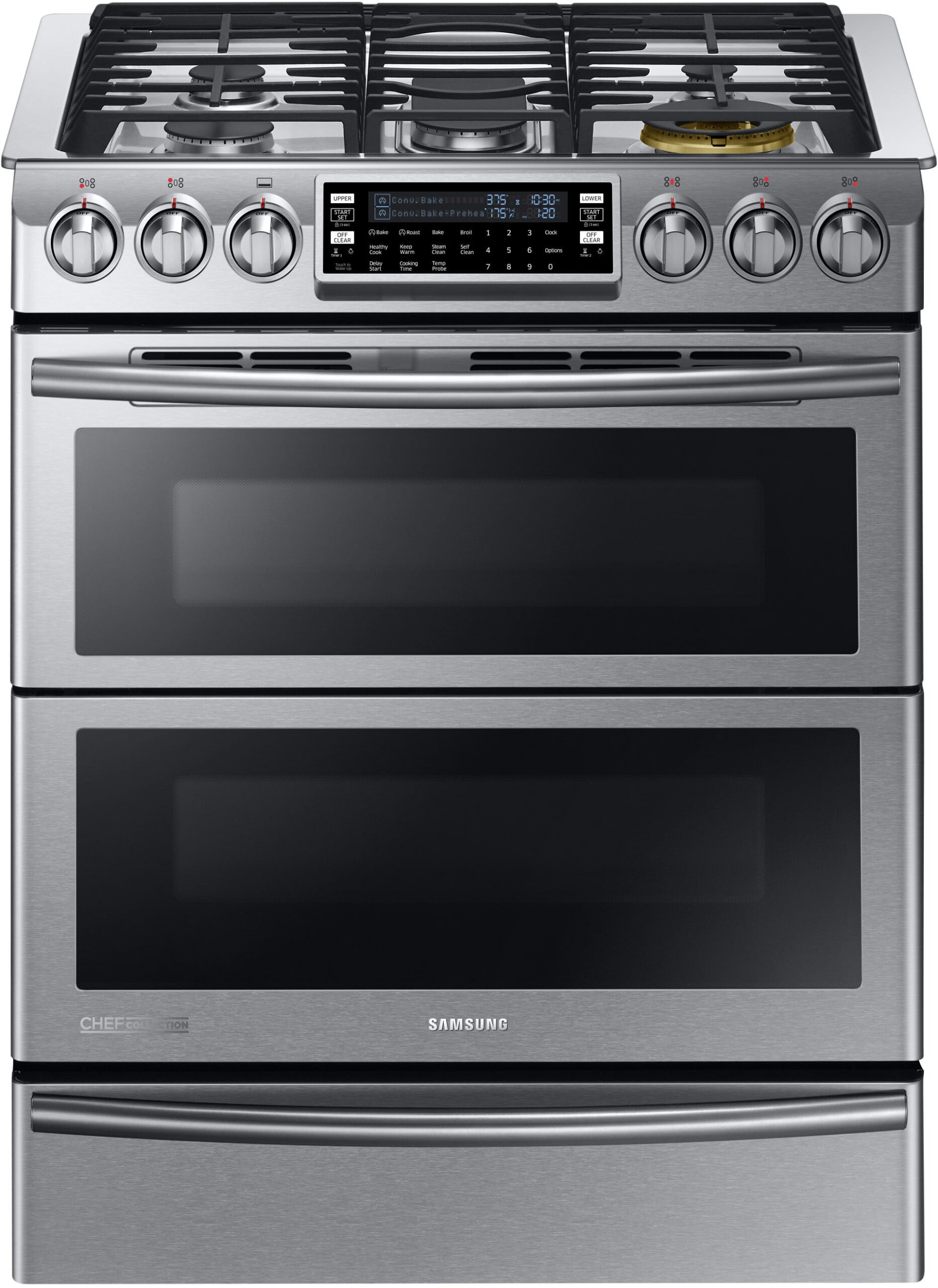 Samsung NY58J9850WS 30 Inch Slide In Dual Fuel Range With 5 Sealed Samsung NY58J9850WS 30 Inch Slide in Dual Fuel Range With 5 Sealed