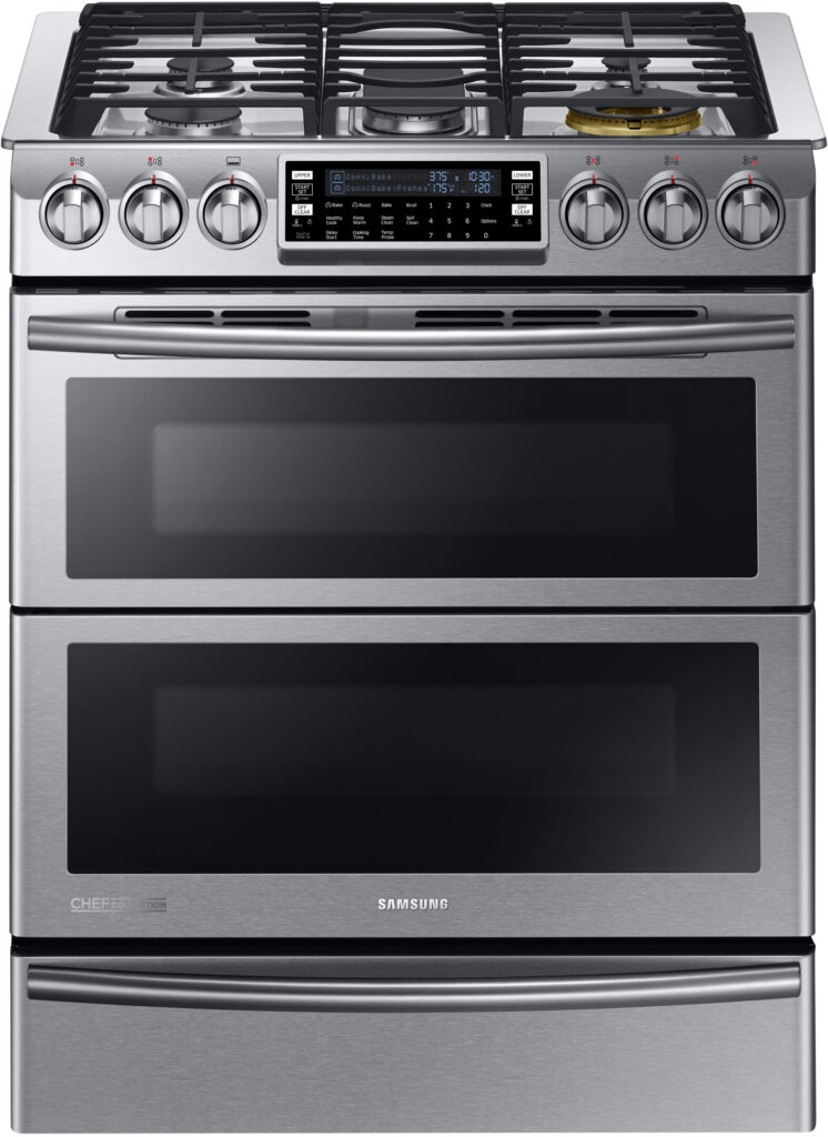Samsung NY58J9850WS 30 Inch Slide in Dual Fuel Range With 5 Sealed 
