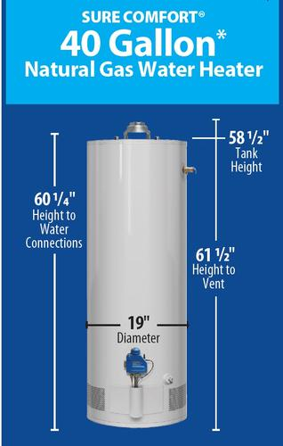 Sure Comfort 40 Gallon 3 Year Natural Gas Water Heater At Menards 