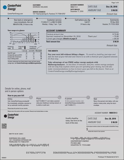 Energy Bill Centerpoint Energy Bill Template Energy Bill Gas Bill