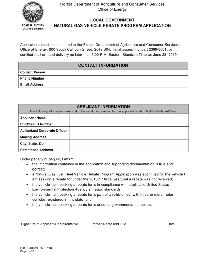 Form FDACS 01613 Download Fillable PDF Or Fill Online Local Government 