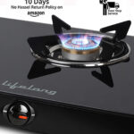 Lifelong Glass Top 3 Burner Gas Stove Manual Ignition Black Latest