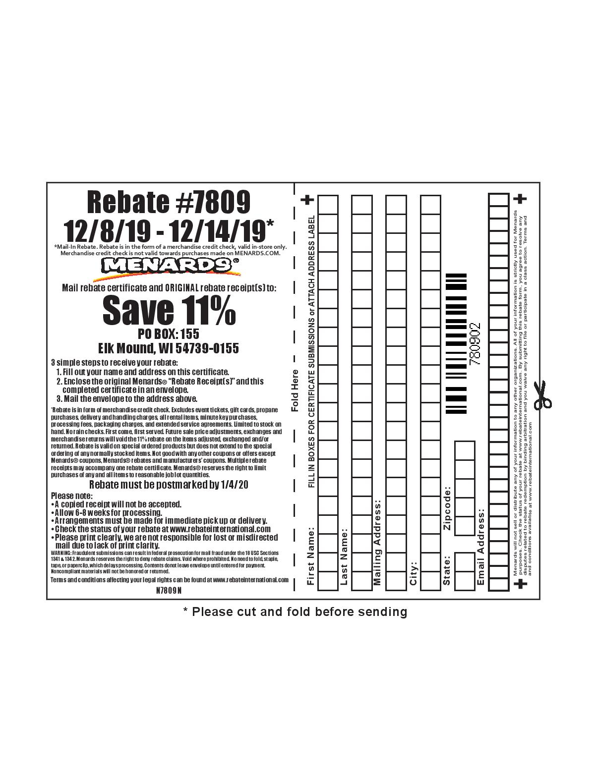 Struggleville Menards 11 Rebate 7809 Purchases 12 8 19 12 14 19 Struggleville Menards 11 Rebate 7809 Purchases 12 8 19 12 14 19