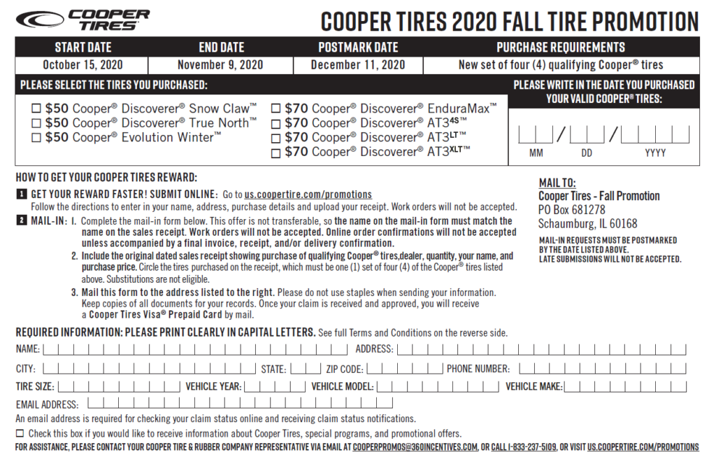 Cooper Tires Rebate Form 2022 2022 Tirerebate