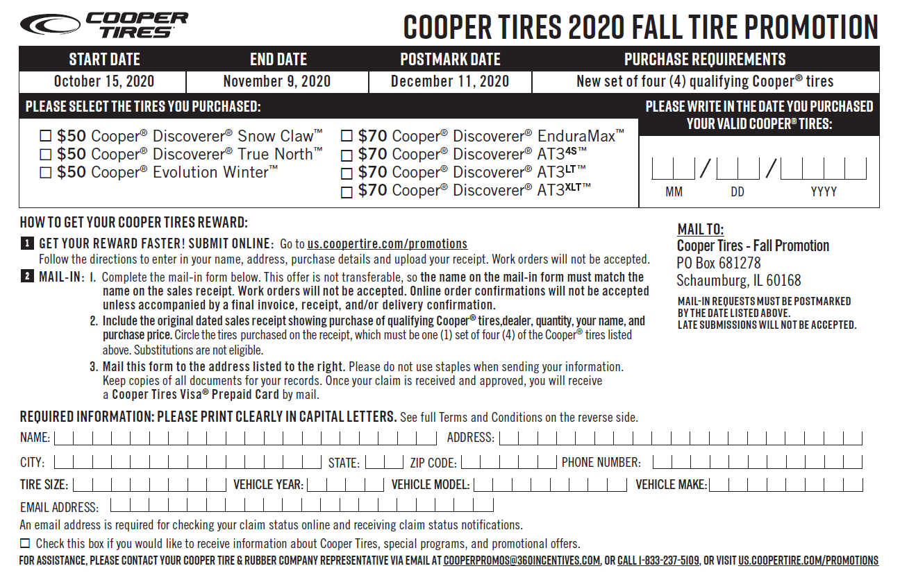 Cooper Tires Rebate Form 2022 2022 Tirerebate