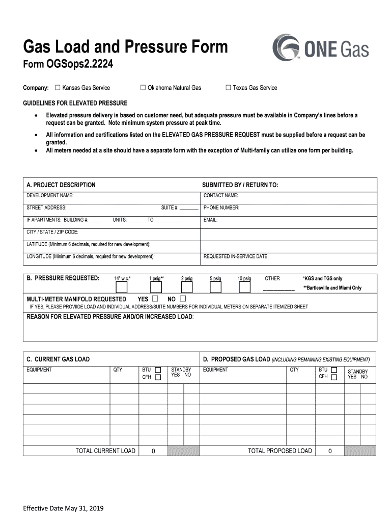 Elevated Gas Pressure Request Form O M Texas Gas Service Fill 