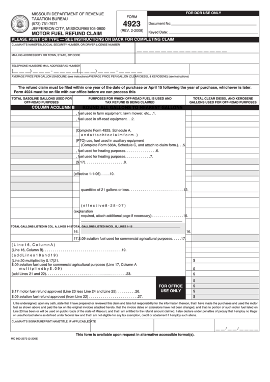 Missouri Gas Tax Refund Form Veche