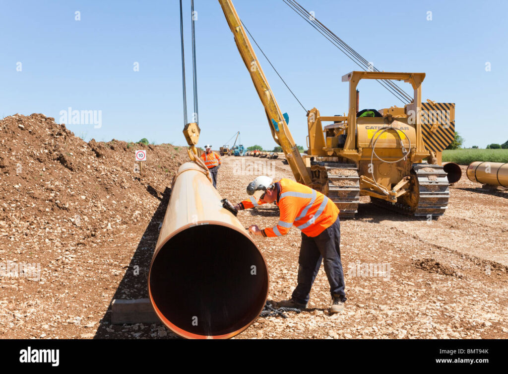 National Grid Natural Gas Pipeline Being Laid Seen Here Crossing The 