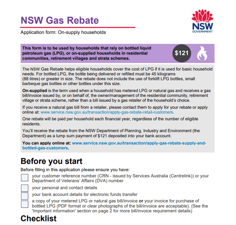 Nsw Gas Rebate Form Bill Of Lading Printable Rebate Form