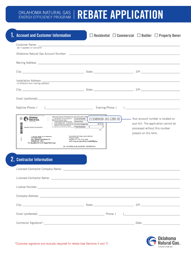 Oklahoma Natural Gas Rebate Application Fill Out Sign Online DocHub