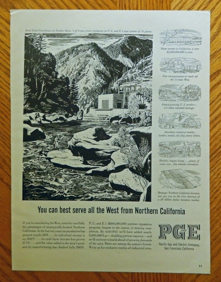 Pacific Gas And Electric Company Original 50 S Print Ad B W 