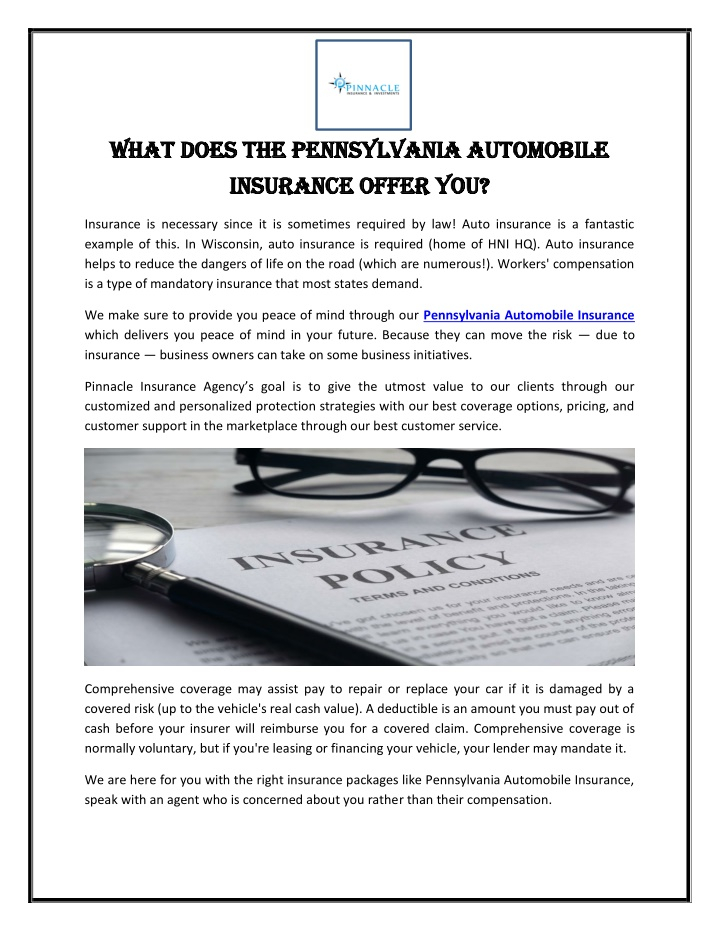 PPT What Does The Pennsylvania Automobile Insurance Offer You PPT What Does The Pennsylvania Automobile Insurance Offer You