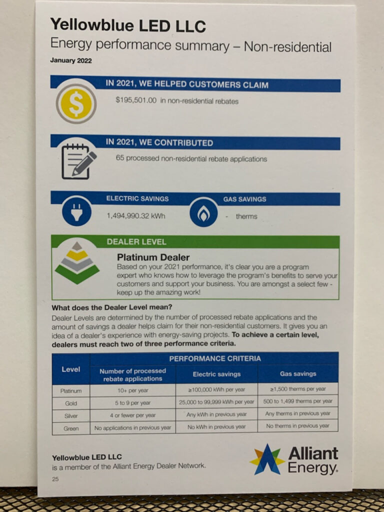 Yellowblue LED Lighting Announces Alliant Energy Rebates