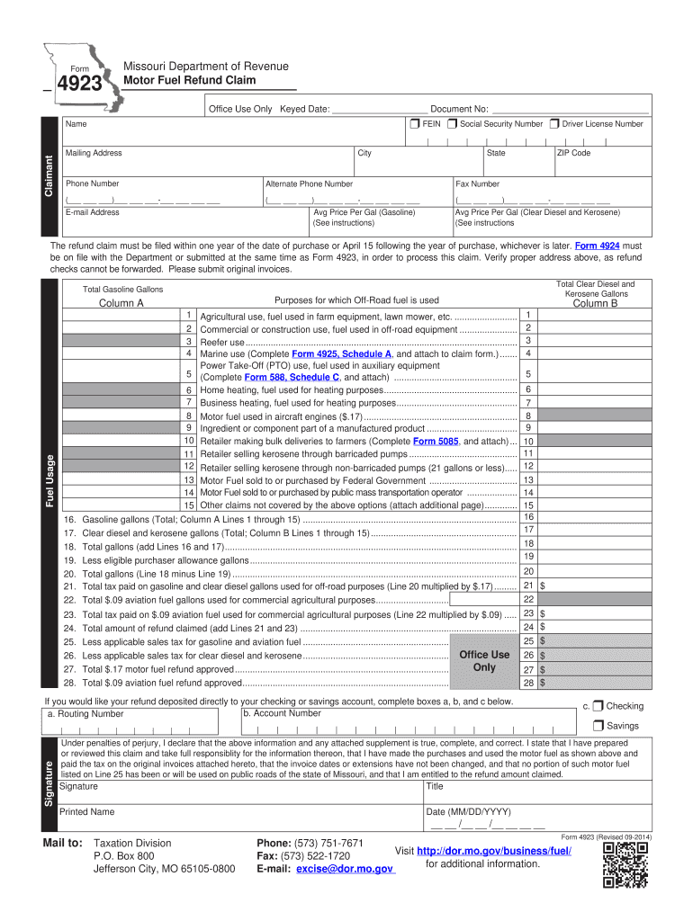 2014 Form MO DoR 4923 Fill Online Printable Fillable Blank PdfFiller 2014 Form MO DoR 4923 Fill Online Printable Fillable Blank PdfFiller