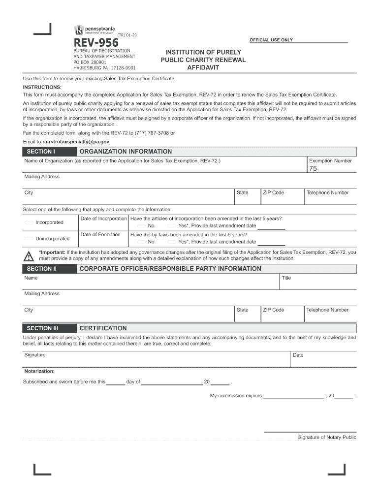 2020 2023 Form PA REV 956 Fill Online Printable Fillable Blank 2020 2023 Form PA REV 956 Fill Online Printable Fillable Blank