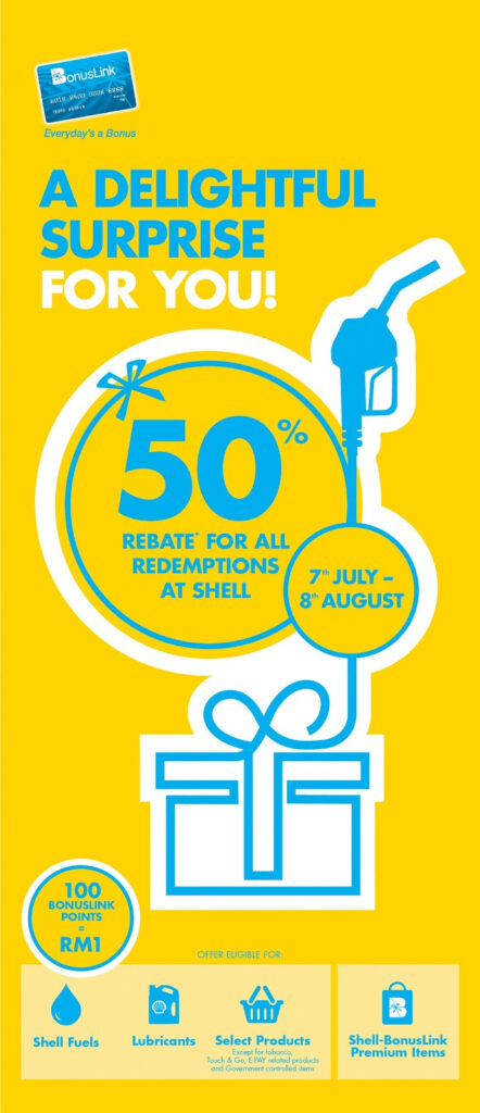 BonusLink Points 50 Rebate When You Redeem Shell Fuels RM10 Petrol 