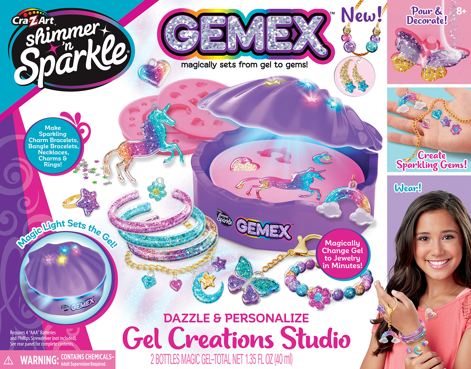 Cra Z Art Shimmer n Sparkle Gemex Gel To Gems Magic Shell PlaySet 