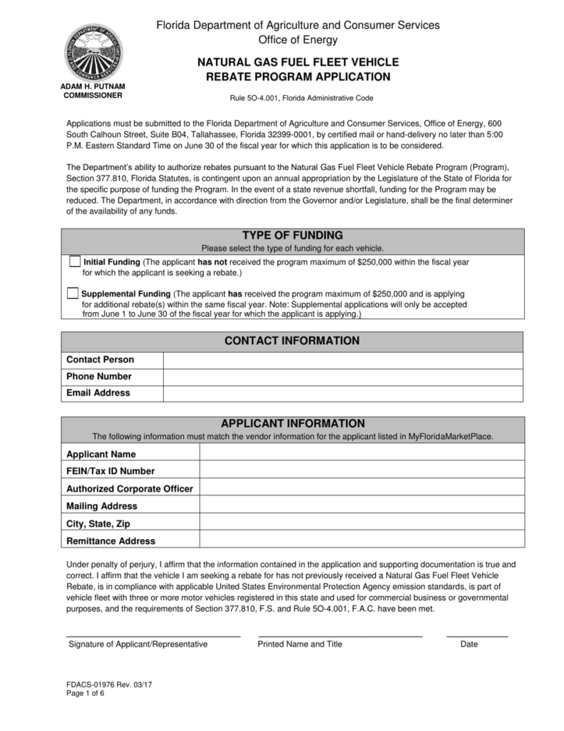 Form FDACS 01976 Download Fillable PDF Or Fill Online Natural Gas Fuel 
