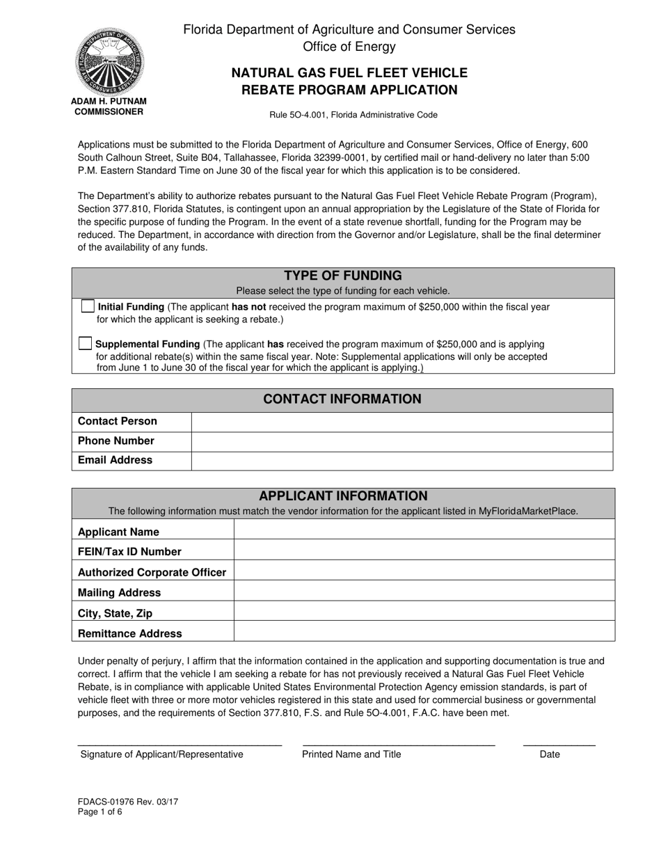 Form FDACS 01976 Download Fillable PDF Or Fill Online Natural Gas Fuel 