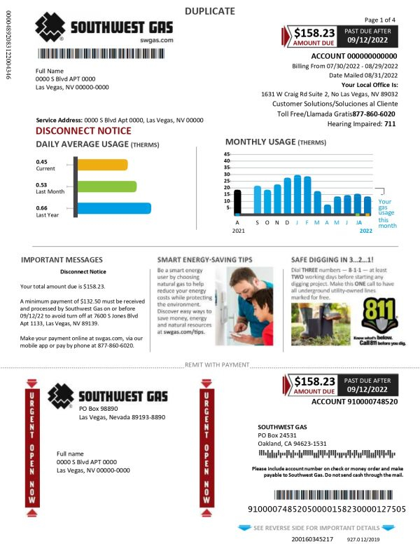 New 2023 Southwest Gas Bill Template MbcVirtual
