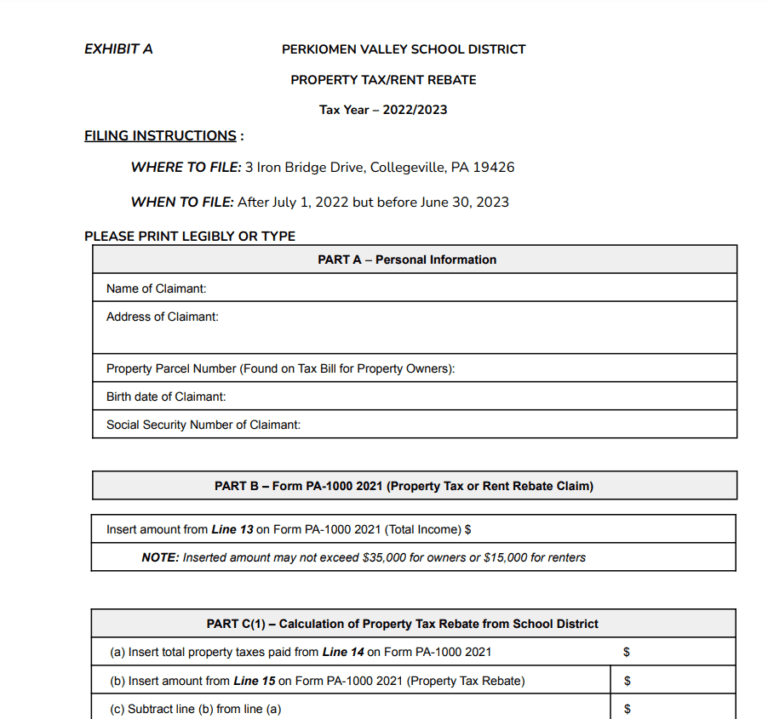 PA Property Tax Rebate Forms Printable Rebate Form