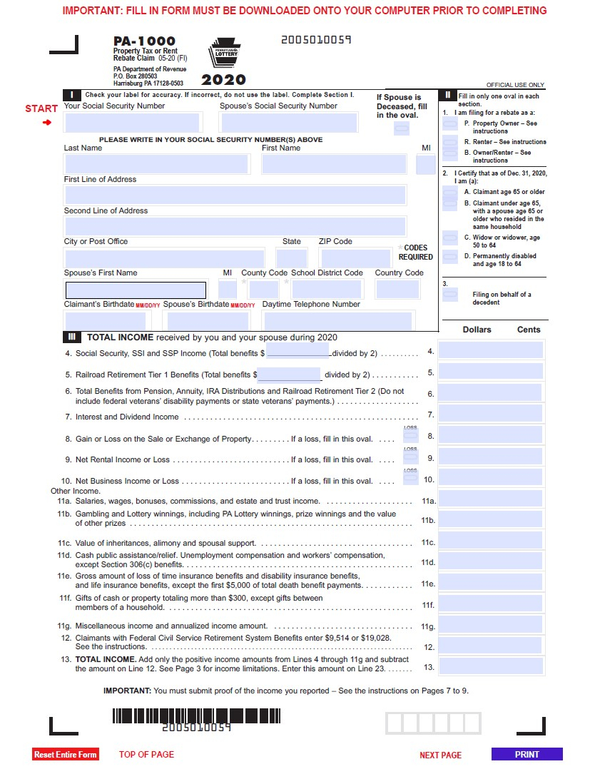 PA Rent Rebate Form Printable Rebate Form PA Rent Rebate Form Printable Rebate Form