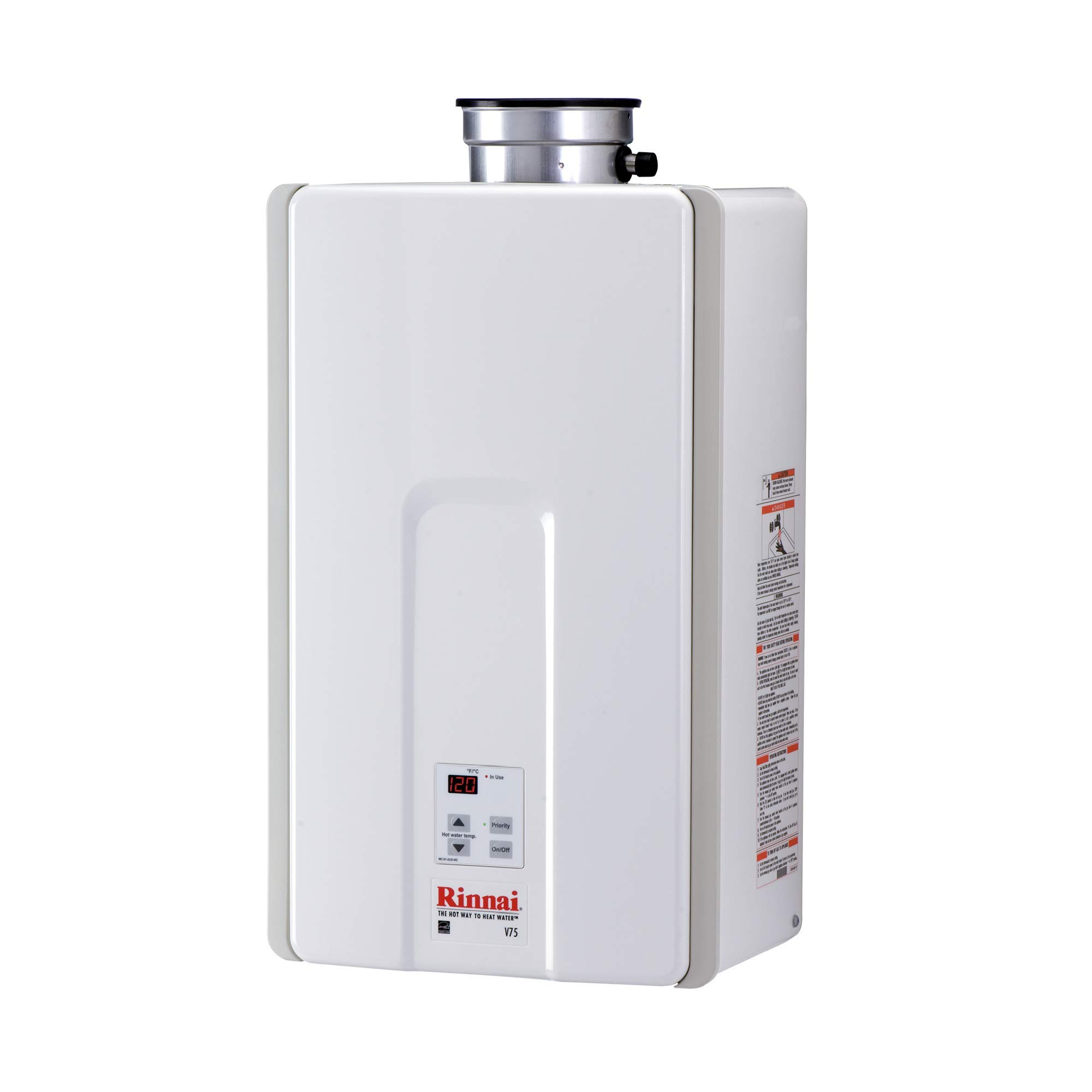 Rinnai Indoor Tankless Hot Water Heater V75IN Natural Gas 7 5 GPM 