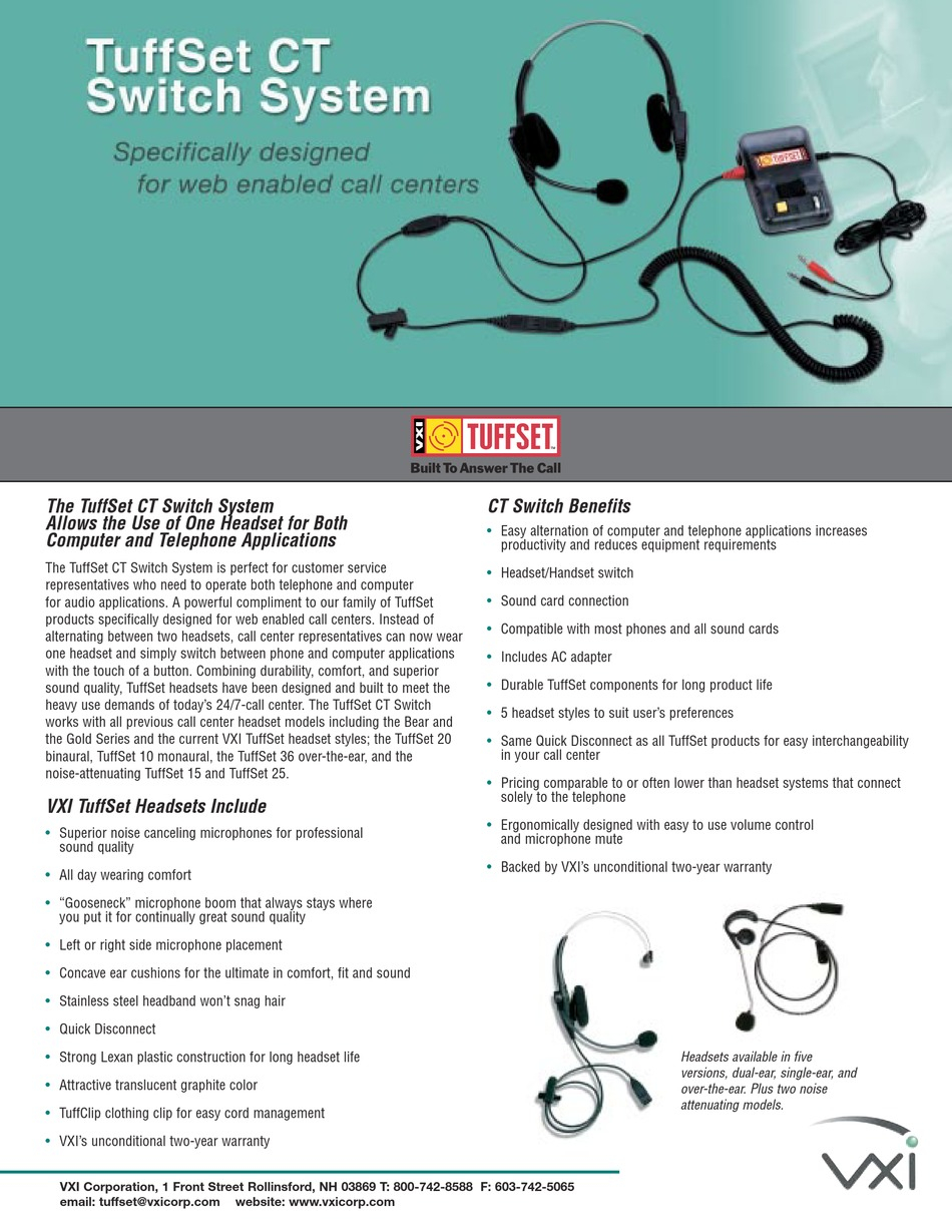 VXI TUFFSET CT SWITCH SYSTEM BROCHURE Pdf Download ManualsLib